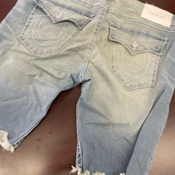 True Religion Blue Jean Shorts Distressed Cut-Off Style - Picture 9 of 9